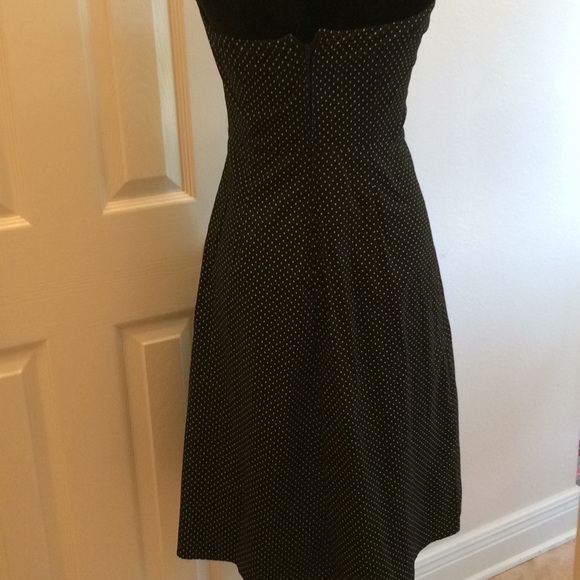 RUBY ROX black with white polka dots fit and flare strapless dress retro print - Picture 3 of 4